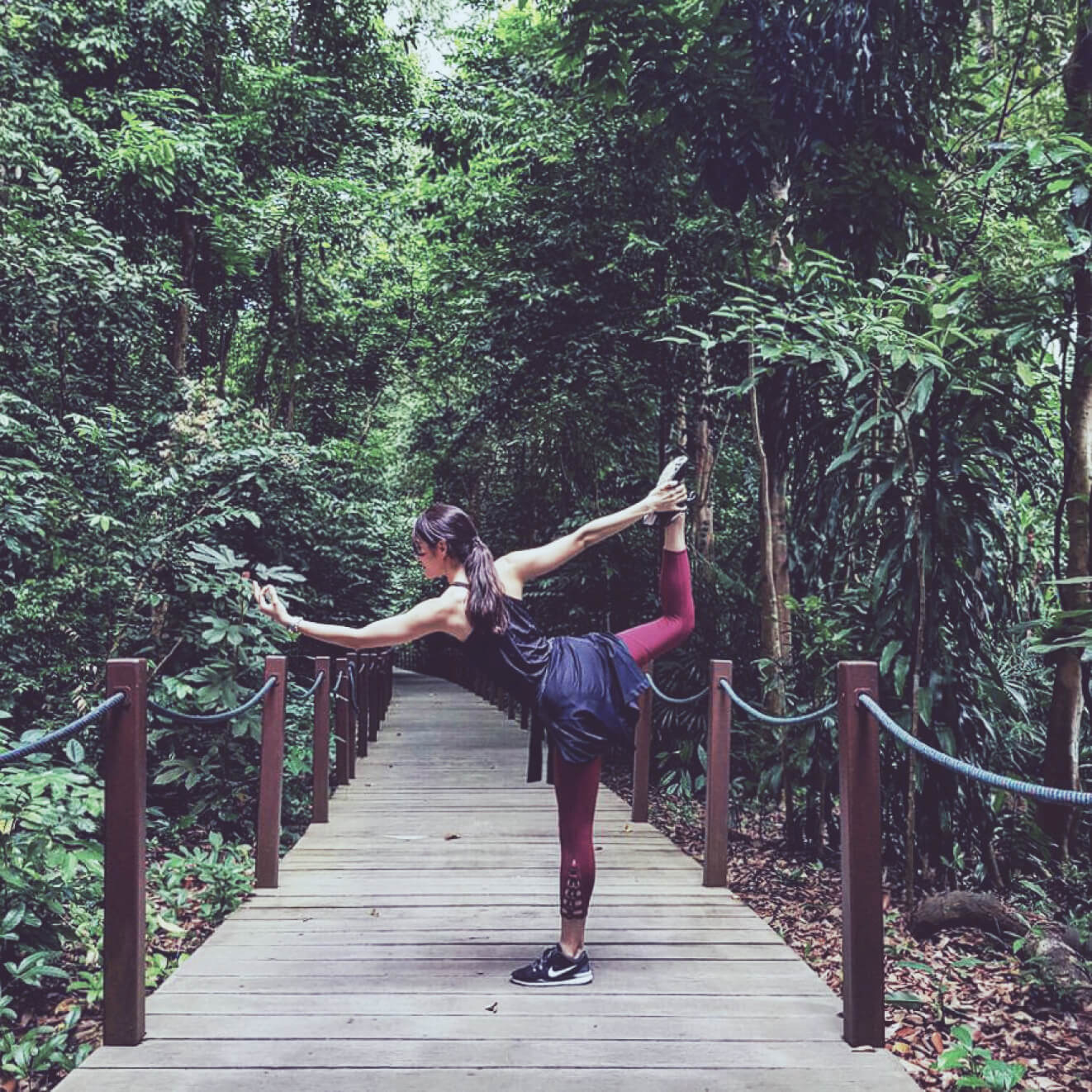 Picture of Tracey Chua exercising.